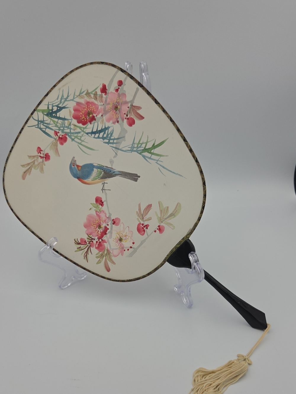 Handheld Chinese Silk Fan Foral Bird - Decorative Home Accent